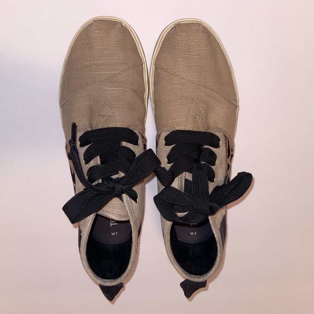 Toms Beige and Black Sneakers